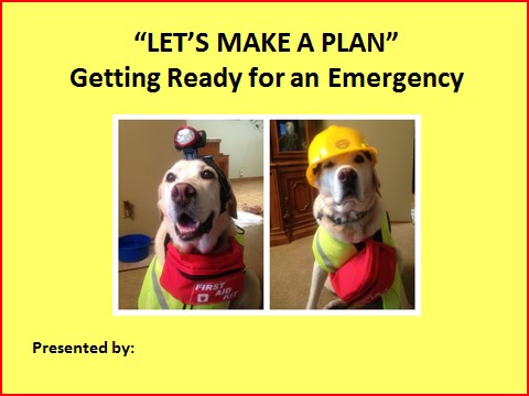 Title slide for the "Let's Make a Plan: Getting Ready for an Emergency" training 